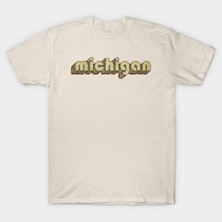 Michigan // Vintage Rainbow Typography Style // 70s T-Shirt